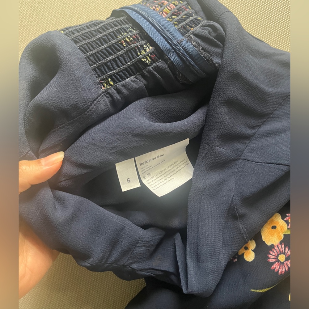 Reformation Nikita Navy Midi Dress Sz 6 - Picture 6 of 7